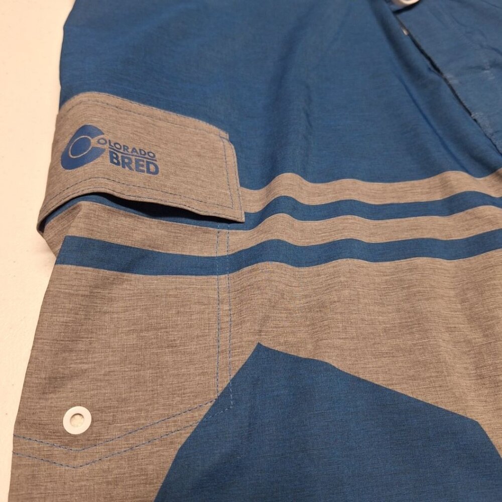 Colorado Bred Board Shorts Swim‎ Trunks Mens 34 Blue Pocket Drawstring Summer - Picture 6 of 8